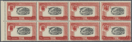 ** Dubai - Portomarken: 1963, Mussel 5np. With DOUBLE PRINT Of Orange-red Frame In A Perf. Block Of 8 F - Dubai