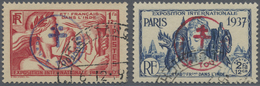 O Französisch-Indien: 1943, FRANCE TOUJOURS Overprints, 1937 World Exhibition 1fa.12ca. And 2fa.12ca. - Gebraucht