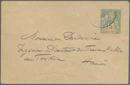 GA Französisch-Indochina: 1901. Lndo-China Postal Stationery Envelope 5c Green Cancelled By Weak 'Muong - Brieven En Documenten