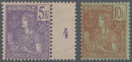 * Französisch-Indochina: 1904 Definitives 5fr. And 10fr., Mint Lightly Hinged, The 5fr. With Gutter (n - Brieven En Documenten