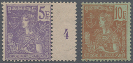 * Französisch-Indochina: 1904 Definitives 5fr. And 10fr., Mint Lightly Hinged, The 5fr. With Gutter (n - Storia Postale