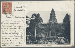 Br Französisch-Indochina: 1905. Picture Post Card Of 'Angkor Watt' Addressed To Hankow, China Bearing F - Storia Postale