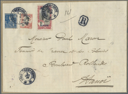 Br/Brfst Französisch-Indochina: 1908, 25 C Blue Together With Local Issues Mongtseu 10 C Red/black And Yunnan - Brieven En Documenten