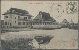 Br Französisch-Indochina: 1910. Picture Post Card (small Faults) Of 'Ecole Francaise, Phnom-Penh' Writt - Brieven En Documenten