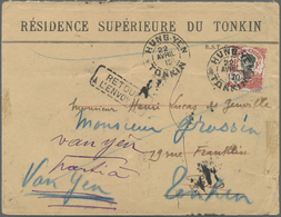 Br Französisch-Indochina: 1912. Envelope (vertical Fold, Creased) Headed 'Residence Superieure Du Tonki - Covers & Documents