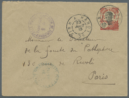 GA Französisch-Indochina: 1913. Postal Stationery Envelope 10c Red Addressed To Paris Cancelled By 'Pos - Covers & Documents