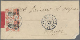 Br Französisch-Indochina: 1920. Red Band Envelope (corner Fault) Addressed To Hanoi Bearing Lndo-China - Brieven En Documenten