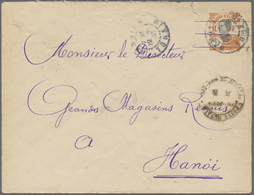 GA Französisch-Indochina: 1923. Postal Stationery Envelope 4c Orange Addressed To Hanoi Cancelled By 'P - Covers & Documents