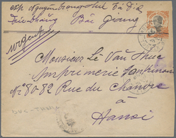 GA Französisch-Indochina: 1923. Postal Stationery Envelope (shortened At Right, Toned) 4c Orange Addres - Brieven En Documenten