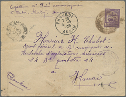 GA Französisch-Indochina: 1929. Postal Stationery Envelope 5c Violet Addressed To Hanoi Cancelled By 'K - Covers & Documents