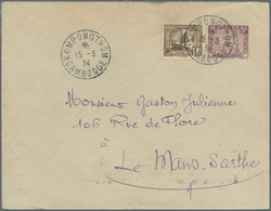 GA Französisch-Indochina: 1934. Indo-China Postal Stationery Envelope 5c Violet Upgraded With Lndo-Chin - Covers & Documents