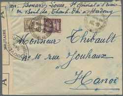 Br Französisch-Indochina: 1942. Censored Envelope To Hanoi Bearing Yvert 155, 1c Brown And Yvert 159, 5 - Brieven En Documenten