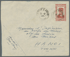 GA Französisch-Indochina: 1943. "Marshall Petain" Postal Stationery Envelope 6c Red (small Faults) Addr - Covers & Documents