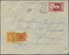 Br Französisch-Indochina - Portomarken: 1943, 6 C Red Single On Insufficiently Franked Cover From Dalat - Segnatasse