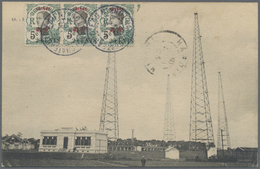 Br Französisch-Indochina - Postämter In Südchina: 1923. Picture Post Card Of 'Radio Saigon' Bearing Can - Altri & Non Classificati