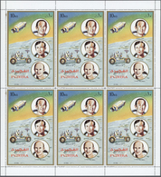 ** Fudschaira / Fujeira: 1972, 10r. Apollo 16, Perforated Issue, Complete Sheet Of Six Stamps, Unfolded - Fudschaira