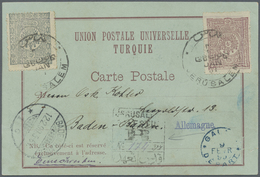 Holyland: 1899, Postcard "Gruss Aus Jerusalem" Bearing Turkey 20 Para Violet And 1 Pia. Greyish Blue - Palestina