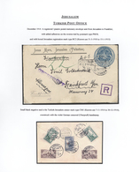 GA Holyland: 1915, Postal Stationery Envelope Turkey 1 Pia. Blue Used Uprated Performing 2 Pia. 30 Para - Palästina