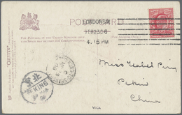 Br Hongkong: 1906. Picture Post Card Written From London Addressed To China Bearing GB SG 219, 1d Red T - Other & Unclassified