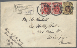 Br Hongkong - Britische Post In China: 1918. Registered Envelope (shortened) Addressed To Canada Bearin - Storia Postale