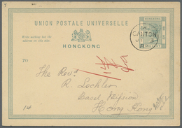 GA Hongkong - Treaty Ports: Canton: Card QV 1 C. Canc. "A CANTON JY 3 82" To Basel Mission HK W. Next D - Other & Unclassified