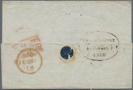 Br Indien - Vorphilatelie: 1848: Oval Datestamp "TRICHINOPOLY/1848 FEBRUARY 7/FREE" In Red (Giles No.13 - ...-1852 Vorphilatelie