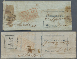 Br Indien - Vorphilatelie: 1853: Two Small Native Covers From Seringapatam To Madras, Both With Rect. F - ...-1852 Prephilately