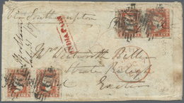 Br Indien: 1857 Cover From Mooltan To England 'Via Southampton' Franked By Two Horizontal Pairs Of Lith - Other & Unclassified