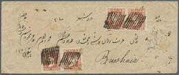 Br Indien: 1854 Lithographed 1a. Pale Red, Die II, Two Horizontal Pairs On Cover To Bushire, Tied By Di - Andere & Zonder Classificatie