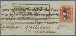 Br Indien: 1855 REGISTERED Cover From Bombay To Madras Franked By Lithographed 1a. Pale Red, Die II, Ti - Altri & Non Classificati