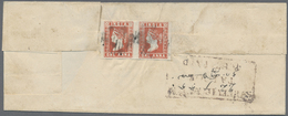 Br Indien: 1855 (22 July): Native Written Cover Franked On The Reverse By Superb Pair Of Lithographed 1 - Andere & Zonder Classificatie