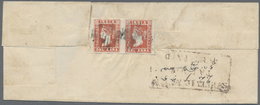 Br Indien: 1855 (22 July): Native Written Cover Franked On The Reverse By Superb Pair Of Lithographed 1 - Sonstige & Ohne Zuordnung