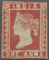 (*) Indien: 1854-55 Lithographed 1a. Red, Die III, Part Sheet Watermark, Unused Without Gum, Partially C - Andere & Zonder Classificatie