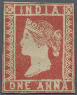 (*) Indien: 1854-55 Lithographed 1a. Red, Die III, Part Sheet Watermark, Unused Without Gum, Partially C - Autres & Non Classés