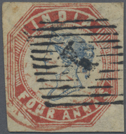 O Indien: 1854-55 Lithographed 4a. Blue & Red, 4th Printing, Sheet Pos. 14, Used In Bombay And Cancell - Autres & Non Classés