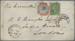 Br Indien: 1854-55 4a. Blue & Red From 4th Printing (cut Square, Touched) Along With 2a. Green (close T - Sonstige & Ohne Zuordnung