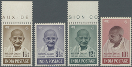 ** Indien: 1948 GANDHI Complete Set, Mint Never Hinged, 1½a. And 12a. Top Marginal, Two Very Small Stai - Other & Unclassified