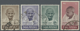 O Indien: 1948 GANDHI Cpl. Set, Used, 10r. With Bottom Right Corner Perf Shortened But Still Fine. - Andere & Zonder Classificatie