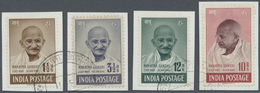 Brfst Indien: 1948 GANDHI Complete Set Used On Pieces, Cancelled With Quarters Of Double-ring Datestamp, F - Sonstige & Ohne Zuordnung