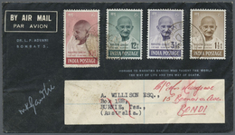 Indien: 1948 GANDHI Complete Set On Special Mourning FDC Sent To AUSTRALIA And Redirected, Tied By S - Other & Unclassified