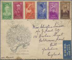 Indien: 1952 (1 Oct.): Saints & Poets Complete Set On Illustrated FDC Addressed To England, Tied By - Other & Unclassified