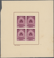 (*) Indien: 1957 Mutiny Centenary 90n.p., Imperforated Colour Trials On Watermarked Paper, Four Blocks O - Other & Unclassified