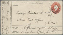 GA Indien - Feldpost: 1896: Soldiers' & Seamen's Envelope 1a. On 9p. Used From Suakim To ADEN, Sent Fro - Militaire Vrijstelling Van Portkosten