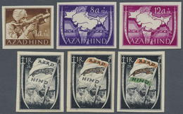 **/* Indien - Feldpost: 1942 AZAD HIND: Set Of Nine Perforated And Nine Imperf Anna Values, Mint Never Hi - Franchigia Militare