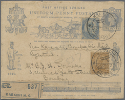 GA Indien - Flugpost: 1920 Karachi-Bombay First Flight: British Postal Stationery Envelope 1d. Jubilee - Airmail