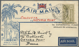 Br Indien - Flugpost: 1931. Air Mail Envelope Addressed 'c/o Postmaster, Victoria Point, Burma' Bearing - Posta Aerea