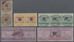 */O Indien - Besonderheiten: 1870-72 COURT FEE: Group Of Nine Court Fee Stamps, With Telegraph Stamps 4a - Autres & Non Classés