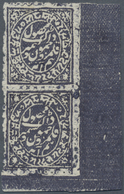 /(*) Indien - Feudalstaaten: JAMMU & KASHMIR 1878 ½a. Slate-violet Vertical Bottom Right Corner Pair On H - Sonstige & Ohne Zuordnung