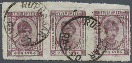 O Indien - Feudalstaaten: KISHANGARH 1928-36 5r. Claret Horizontal Strip Of Three, Used And Cancelled - Andere & Zonder Classificatie