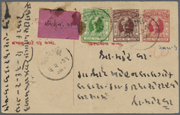 GA Indien - Feudalstaaten: Morvi 1930's: Three Different Postal Stationery Cards 3p. Carmine Or Vermili - Other & Unclassified